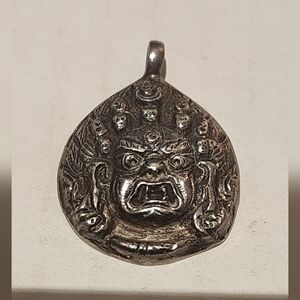 Vintage 90's Silver Mahakala Charm Pendant